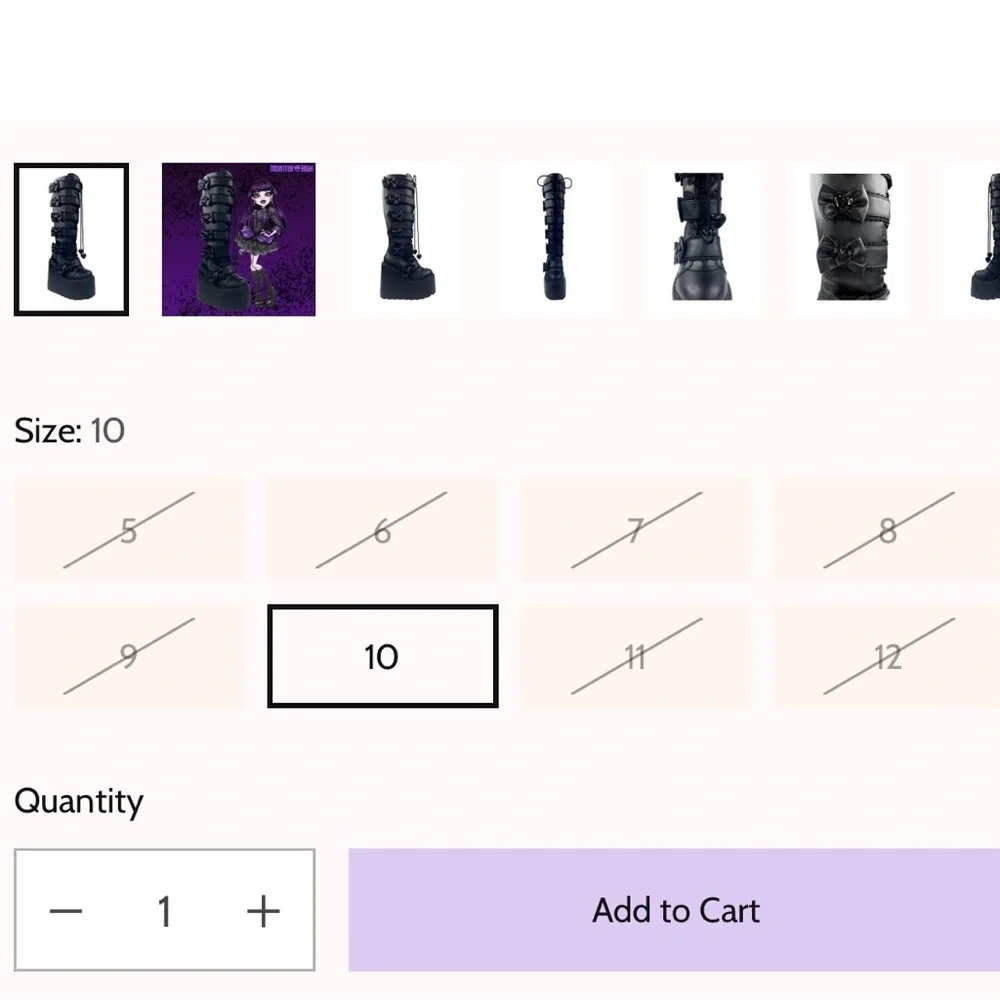 Dune Elissa Bat (size 11) Platform Blackout Monster High YRU Strange Cult boots - Picture 9 of 10